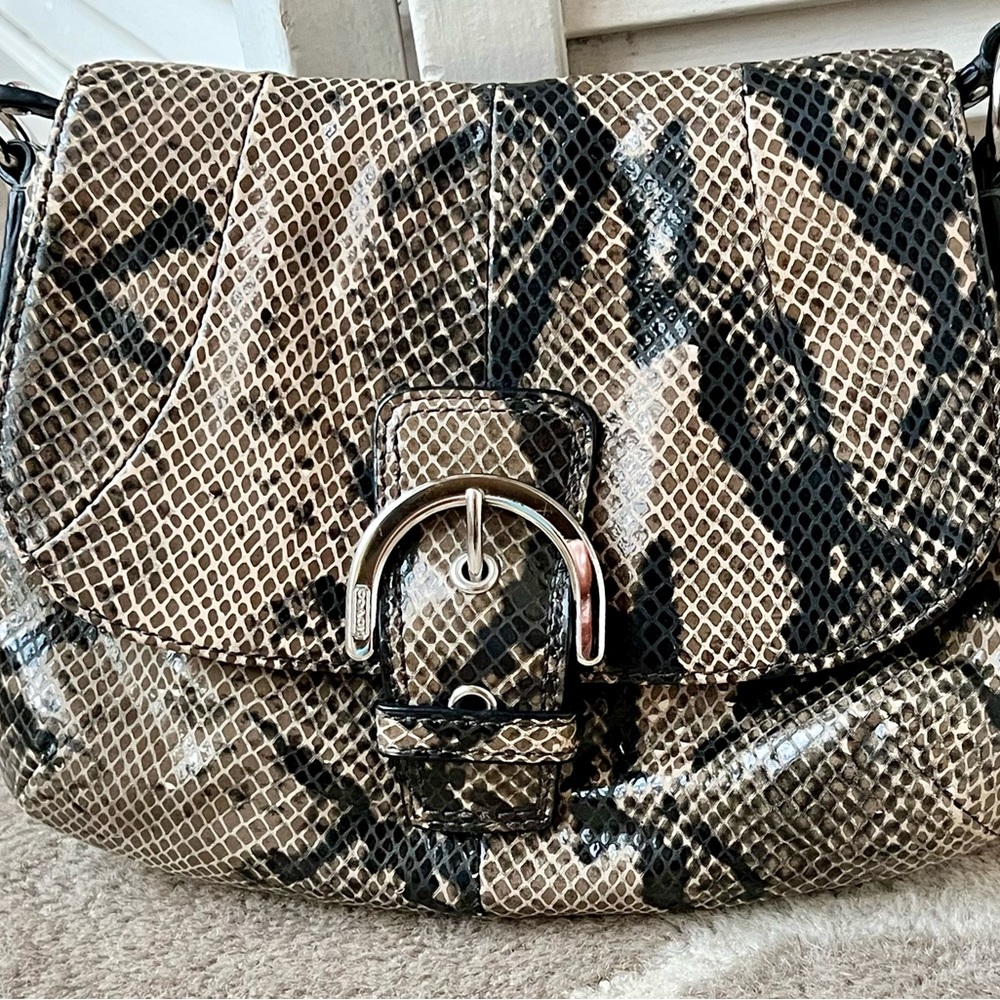 COACH - Python-Texture Crossbody Bag in Neutral S… - image 5